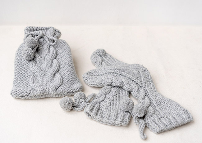 Cabled hot water bottle cover, Knitting Patterns